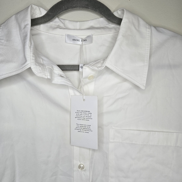 Anine Bing Women's White Mika button up poplin cotton shirt medium NWT - Picture 10 of 11